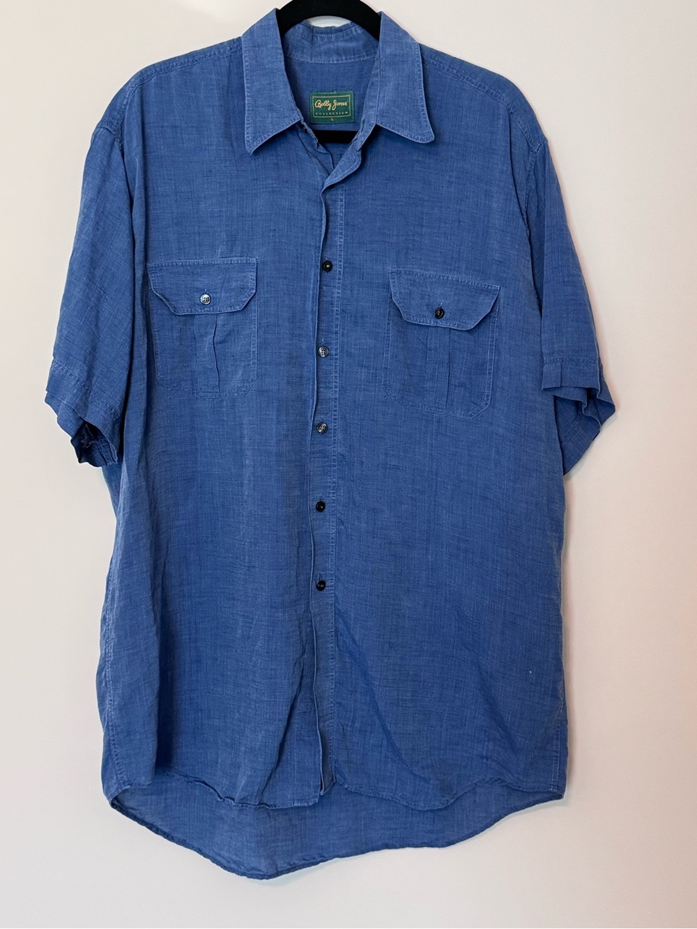 Bobby Jones Collection Blue Linen Blend Short Sleeve Shirt Large